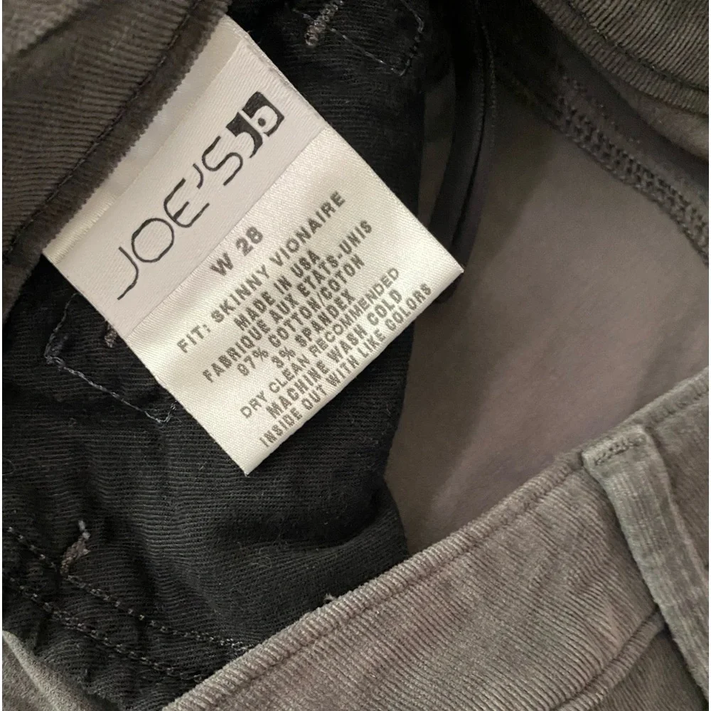 VTG Joe's Jeans Fit Skinny Vionaire Velvet Pinwale Corduroy Charcoal Size 28 - Picture 6 of 12
